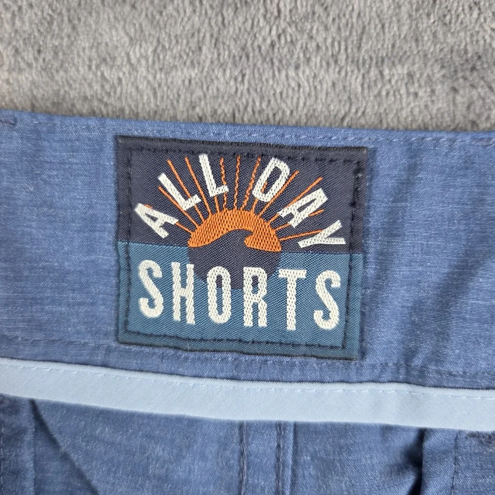 Faherty All Day Shorts Mens 31(32) Blue Stretch Casual Beachy Surfer Drawstring
